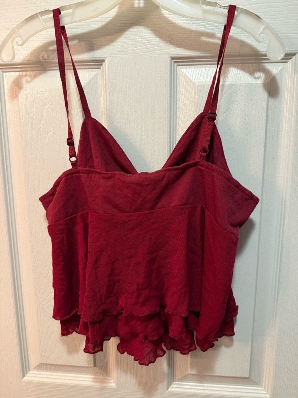 NWOT Women’s Burgundy Tie-Front Adjustable Strap Crop Top size XL - Picture 3 of 4